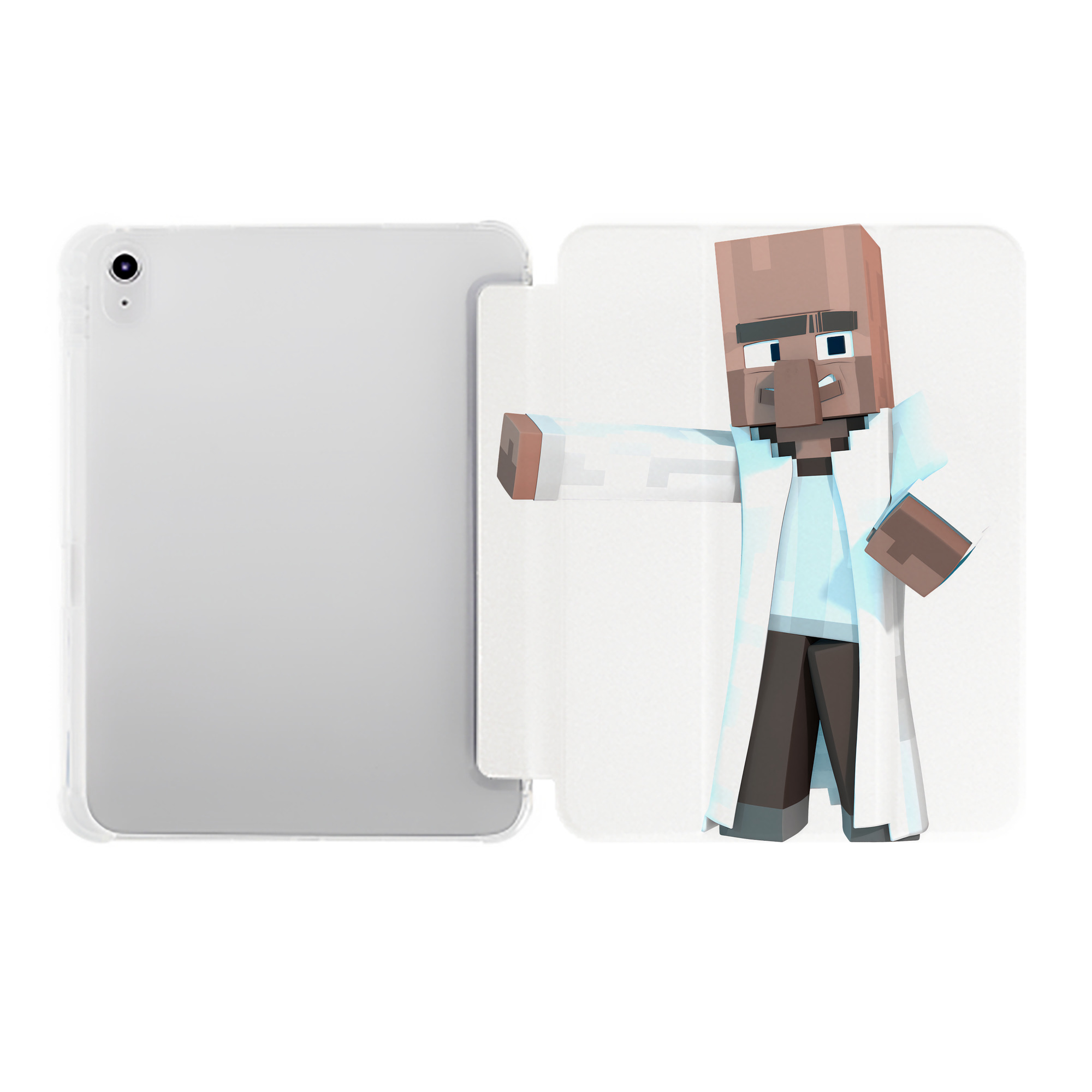 （画像用） マインクラフト ブロックの世界 Minecraft MC Block world IPad ケース ペン収納付き 三つ折りスタンド PUレザー×シリコン 対応機種9.5/10.5/10.9インチ